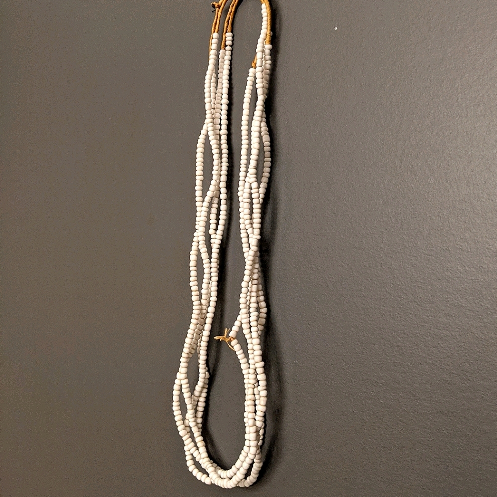 Twine and Twig Layers (5) White Beaded Necklace